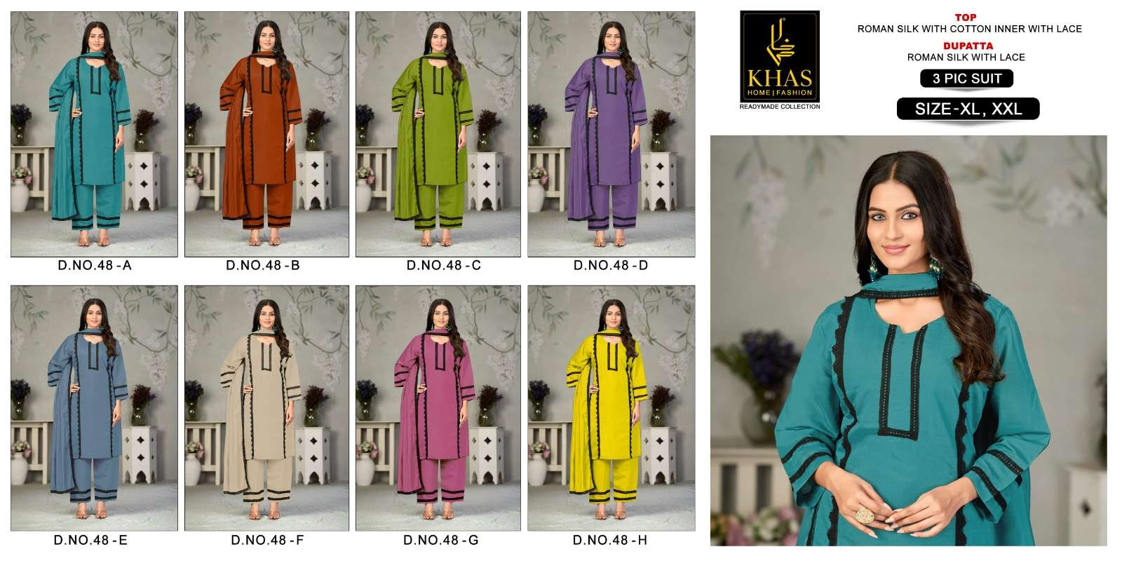 KHAS BRAND LAUNCHING ROMAN SILK FABRIC KURTI SET COLLECTION 