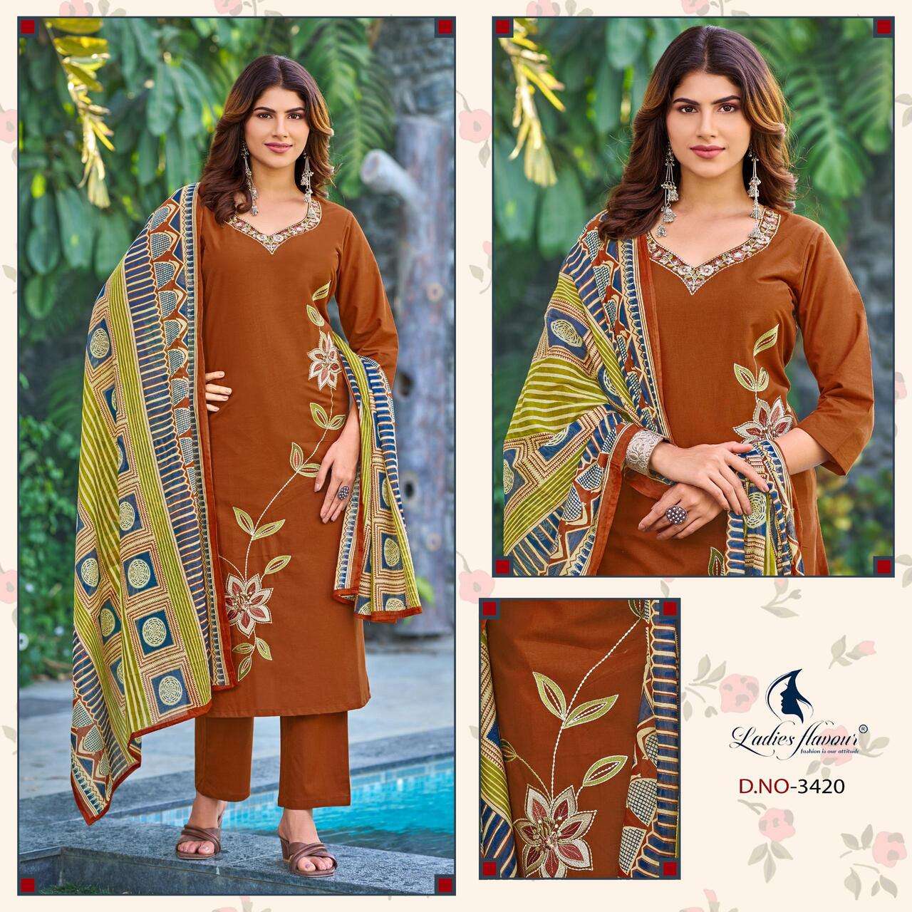 LADIES FLAVOUR LAUNCHING HEAVY COTTON EMBROIDERY WORK KURTI SET COLLECTION