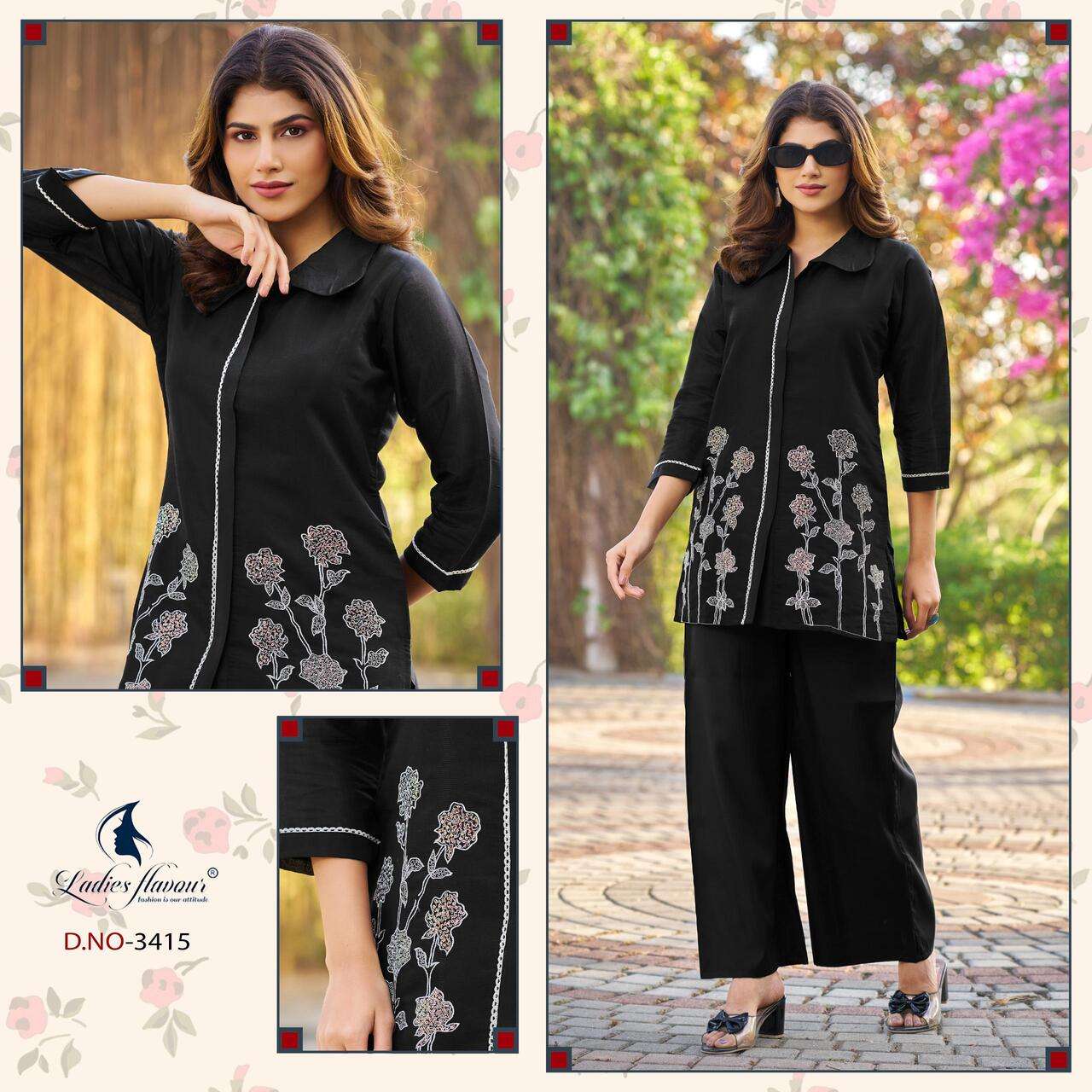 LADIES FLAVOUR LAUNCHING MAL CHANDERI EMBROIDERY WORK CO-ORD SET COLLECTION