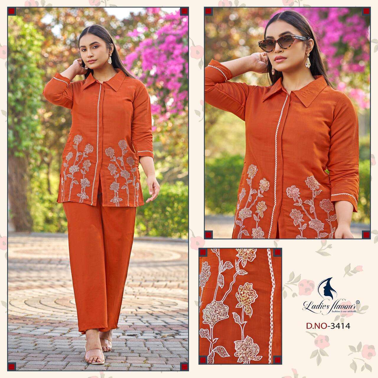LADIES FLAVOUR LAUNCHING MAL CHANDERI EMBROIDERY WORK CO-ORD SET COLLECTION
