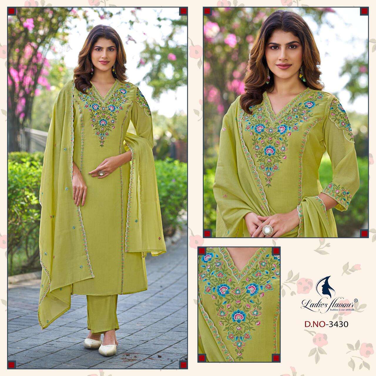 LADIES FLAVOUR LAUNCHING MAL CHANDERI WITH EMBROIDERY WORK AND HAND WORK KURTI SET 