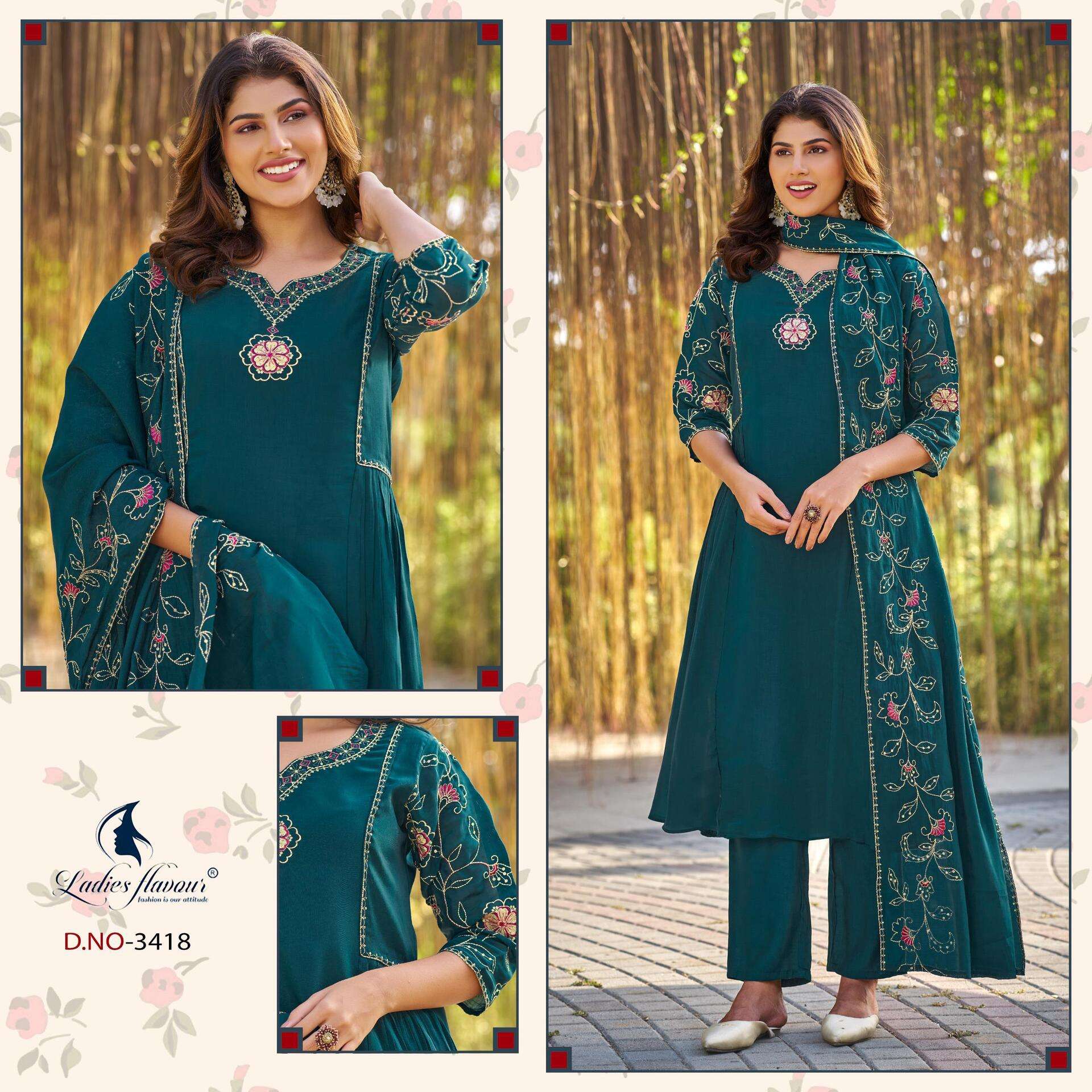 LADIES FLAVOUR LAUNCHING NEW MAL CHANDERI WITH EMBROIDERY WORK 3 PCS CONCEPT 