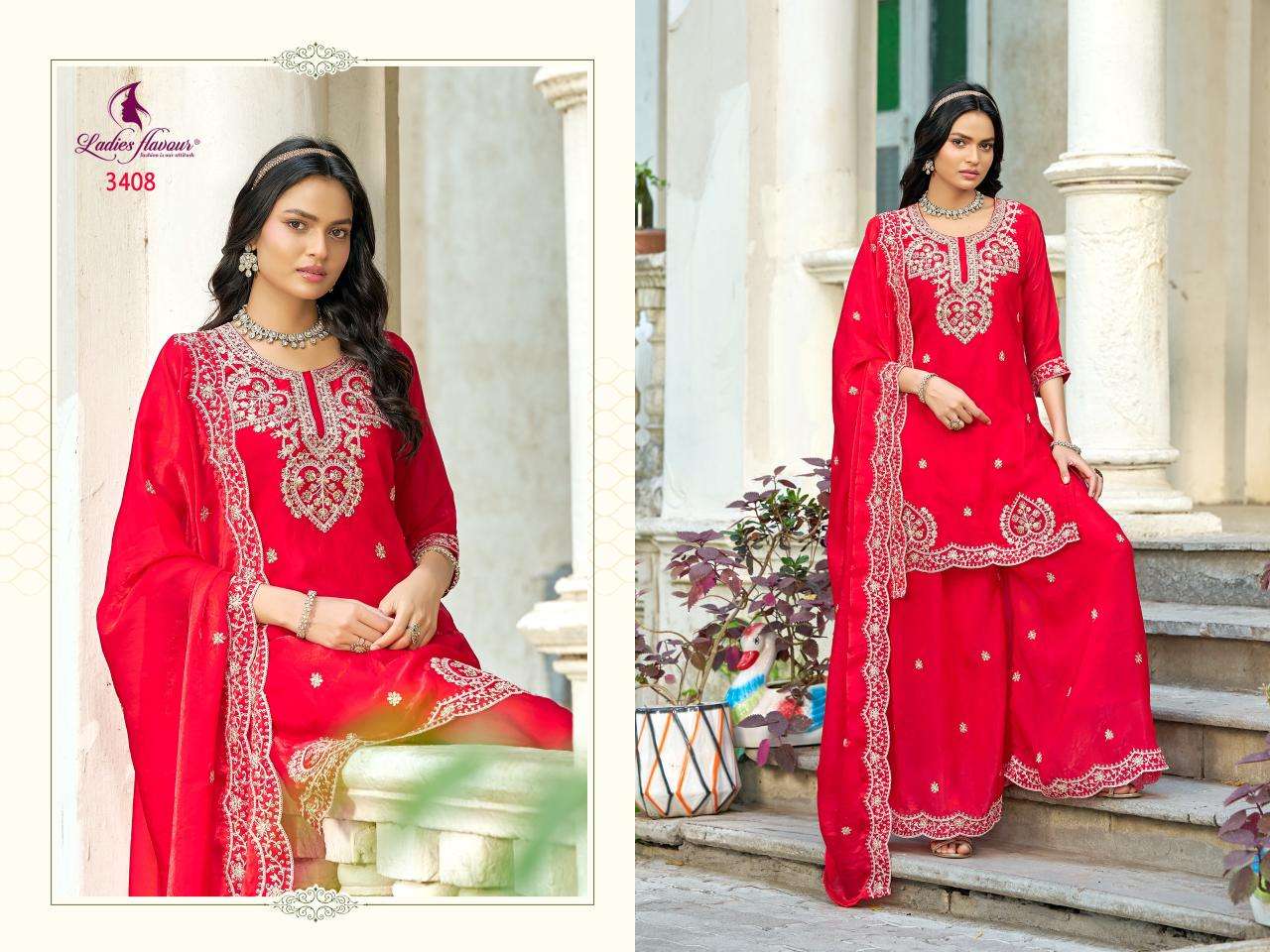  LADIES FLAVOUR LAUNCHING NEW SATIN FABRIC WITH EMBROIDERY WORK SARARA KURTI SET 