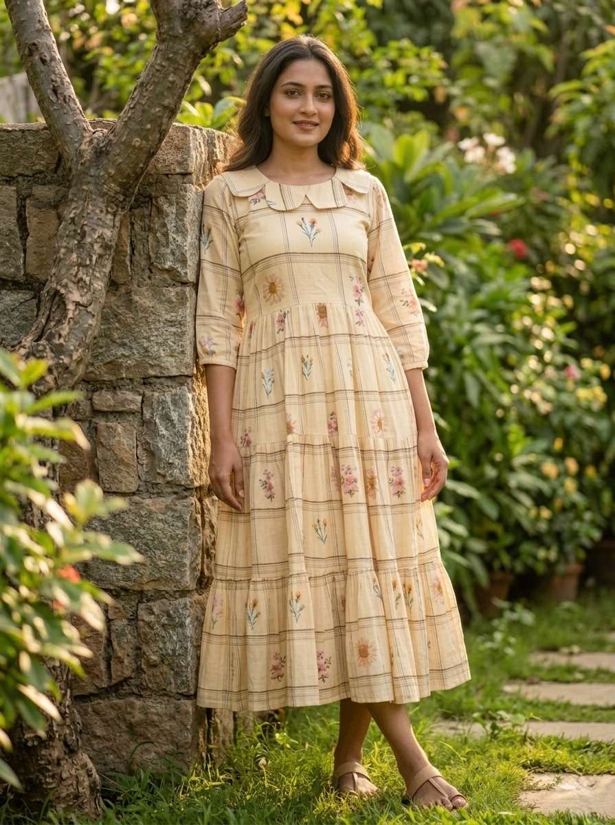 LAUNCHING MUSLIN SILK WITH GINGHAM PRINT 1 PCS COLLECTION