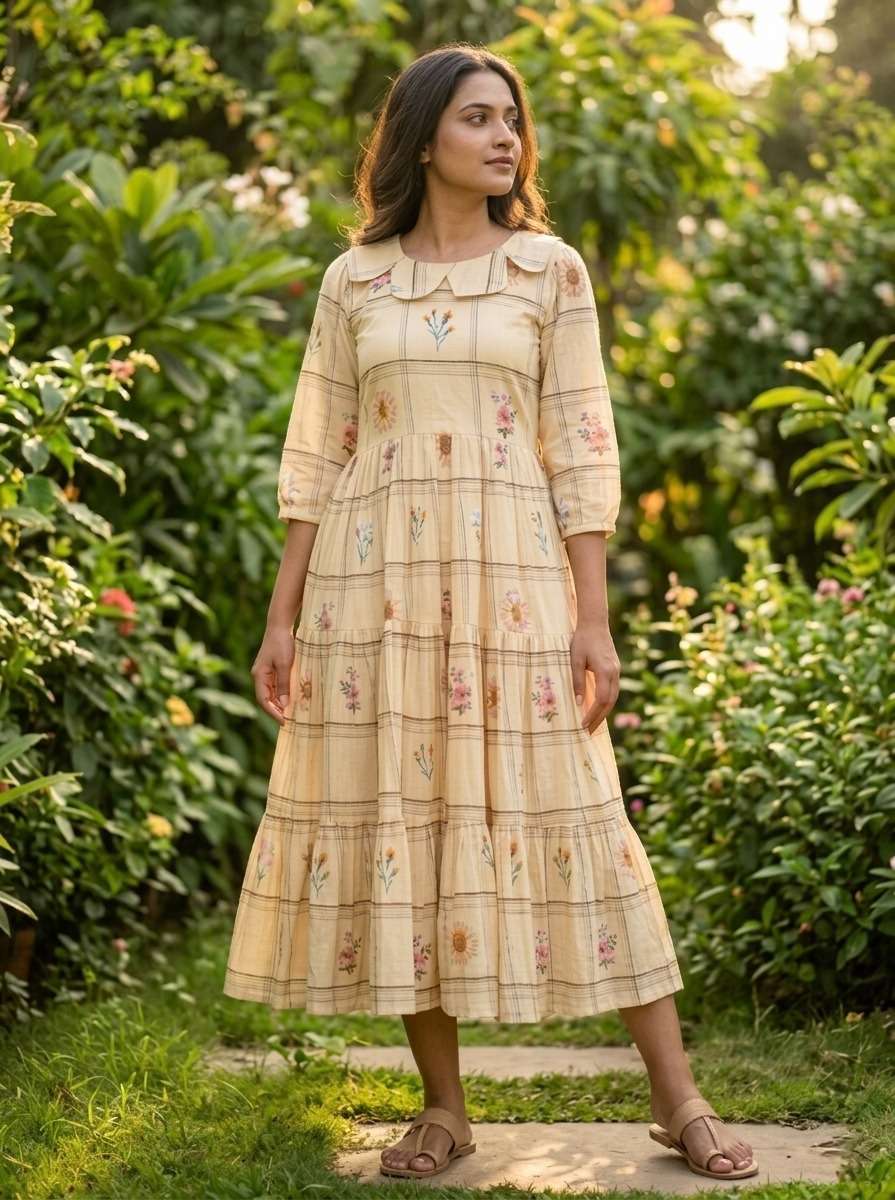 LAUNCHING MUSLIN SILK WITH GINGHAM PRINT 1 PCS COLLECTION