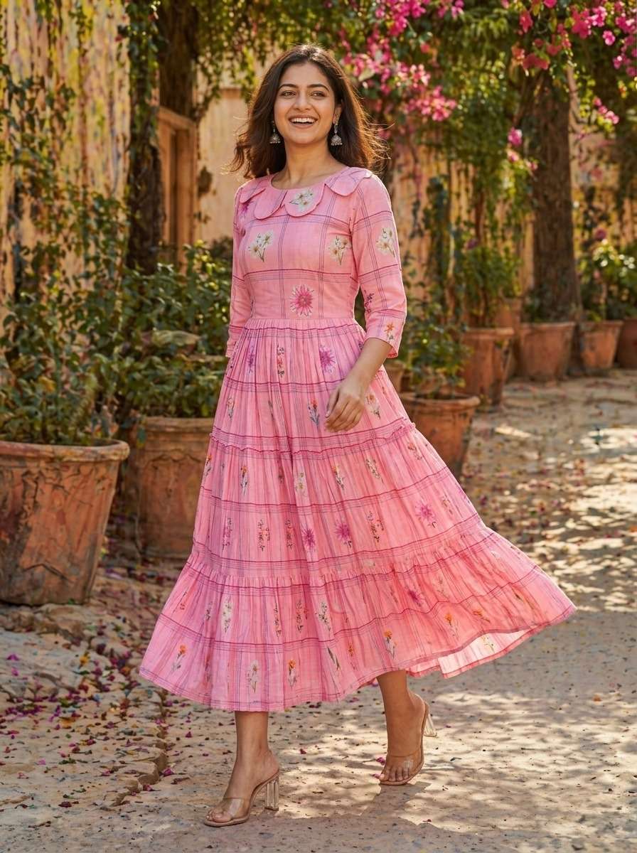LAUNCHING MUSLIN SILK WITH GINGHAM PRINT 1 PCS COLLECTION