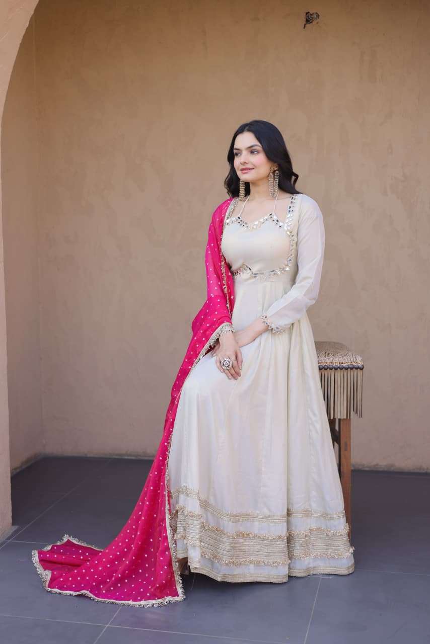 LAUNCHING NEW COSMOS WITH REAL MIRROR WORK ANARKALI STYLE DRESS COLLECTION