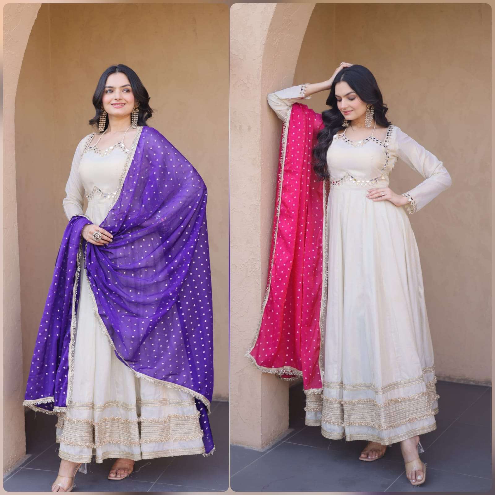 LAUNCHING NEW COSMOS WITH REAL MIRROR WORK ANARKALI STYLE DRESS COLLECTION