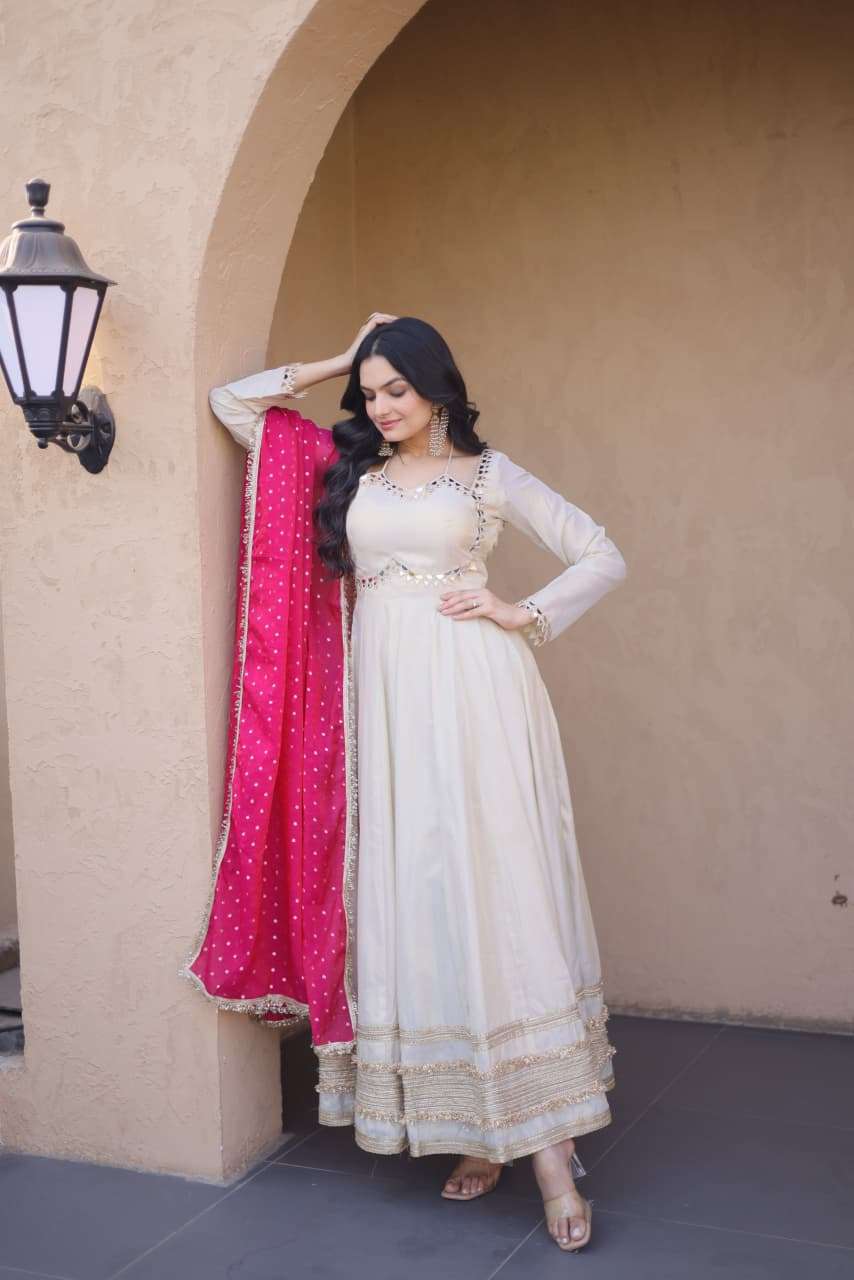 LAUNCHING NEW COSMOS WITH REAL MIRROR WORK ANARKALI STYLE DRESS COLLECTION