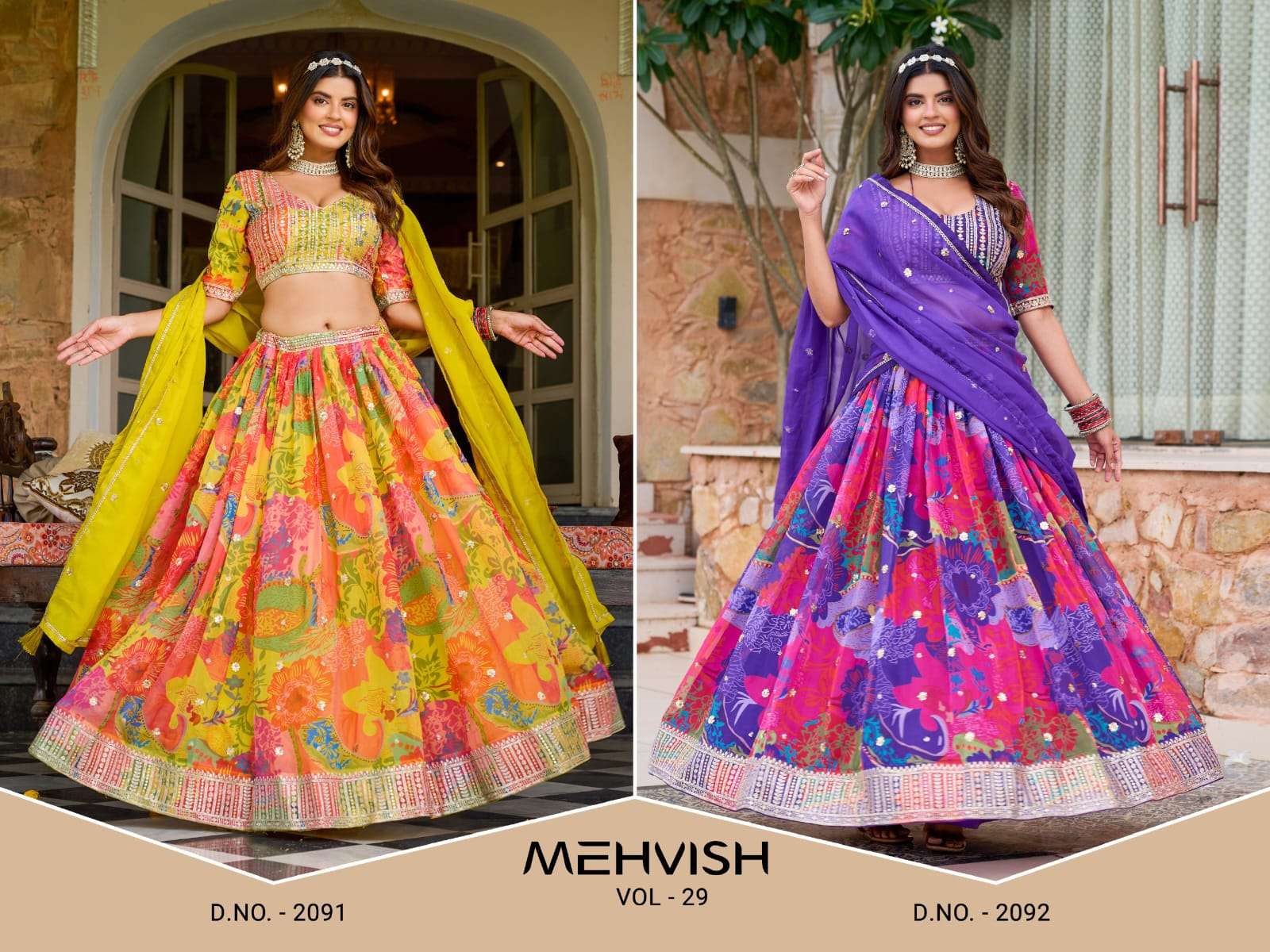 LAUNCHING NEW SOFT ORGANZA LEHENGA COLECTION MEHVISH VOL-33