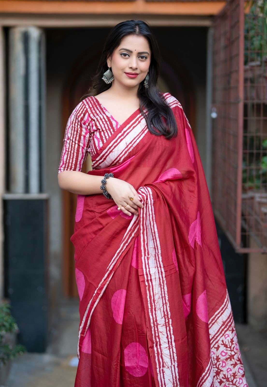 LAUNCHING PURE CHANDERI FABRIC SAREE WITH HAND BLOCK PRINTS