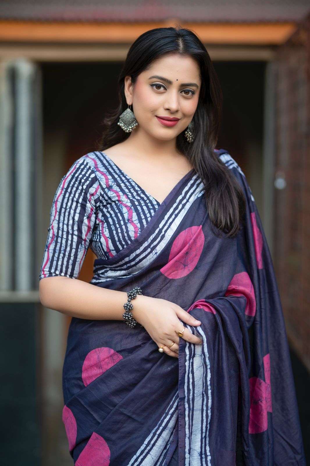LAUNCHING PURE CHANDERI FABRIC SAREE WITH HAND BLOCK PRINTS