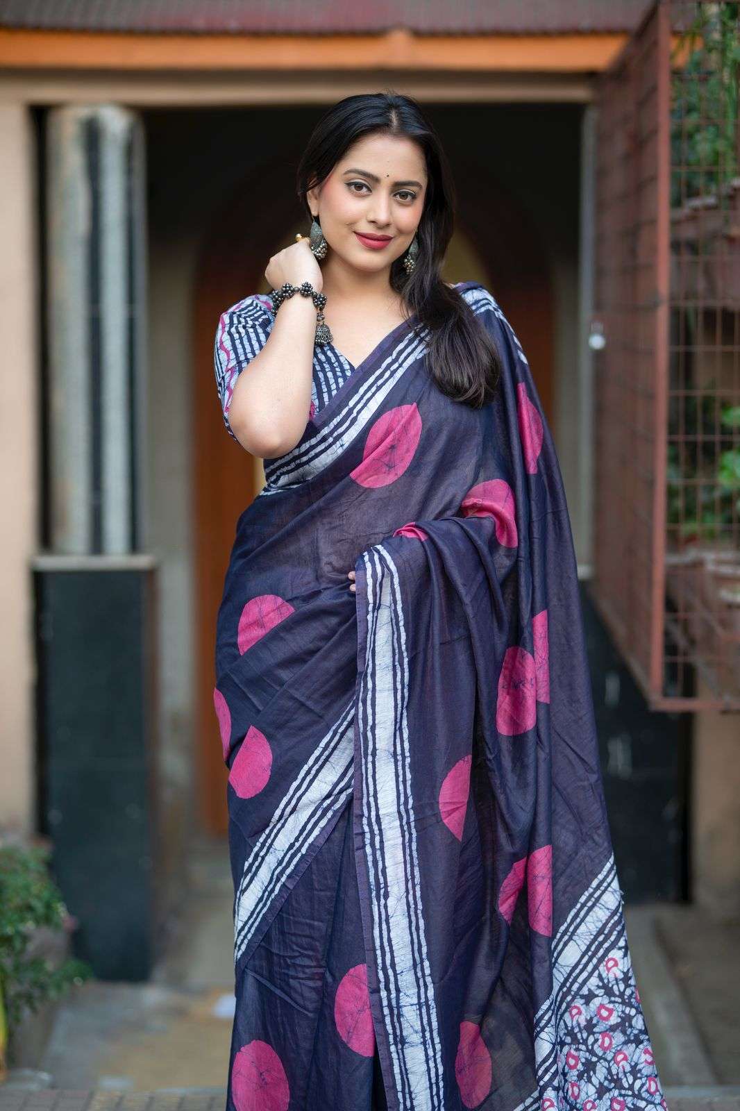 LAUNCHING PURE CHANDERI FABRIC SAREE WITH HAND BLOCK PRINTS
