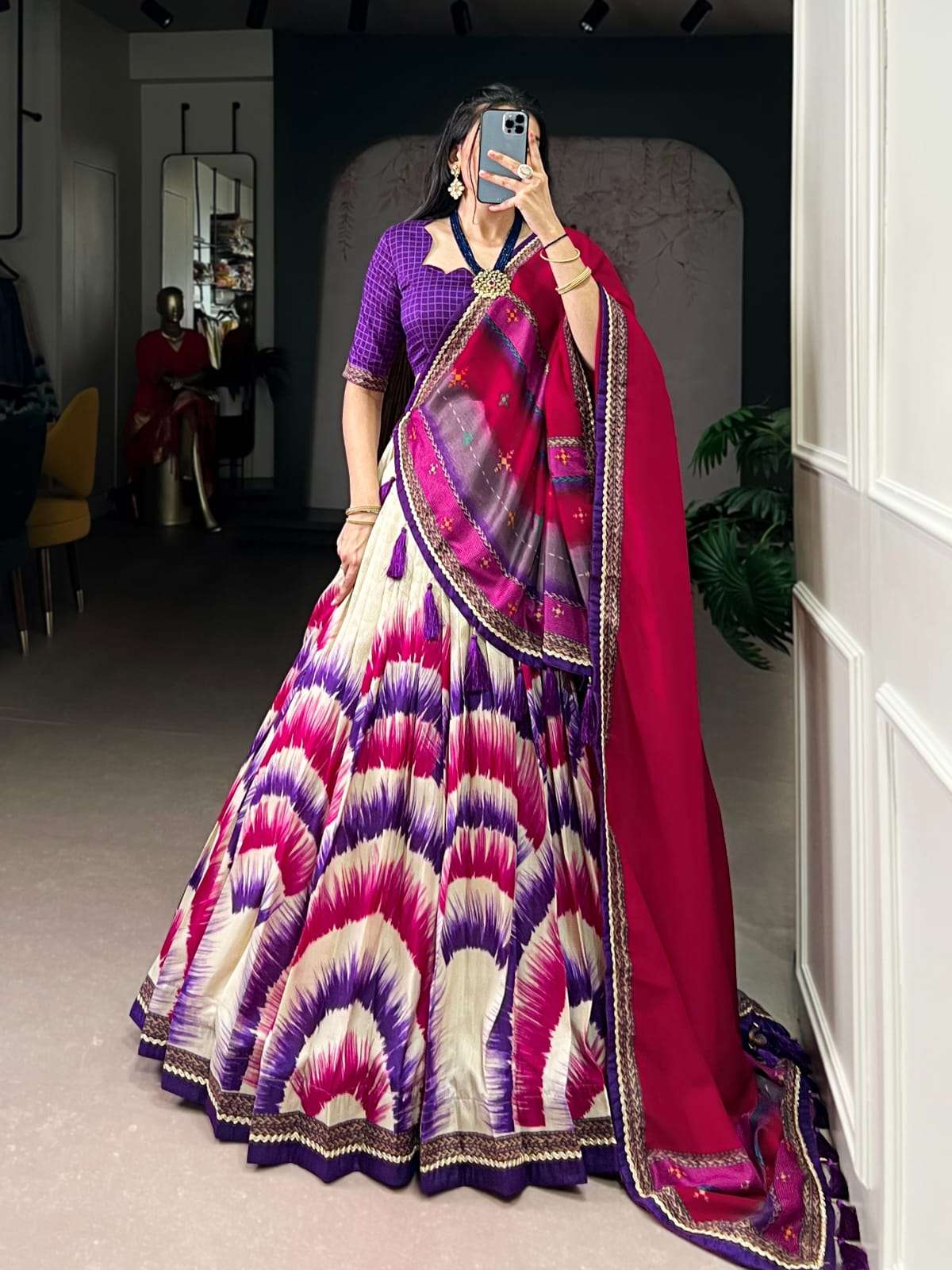 LAUNCHING TASAR SILK FABRIC LEHENGA CHOLI ANAHITHA CATALOG