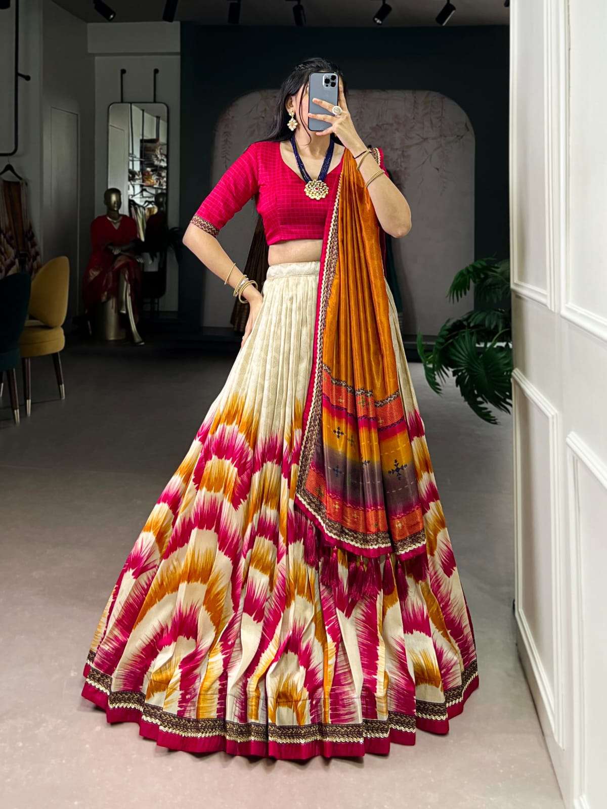 LAUNCHING TASAR SILK FABRIC LEHENGA CHOLI ANAHITHA CATALOG