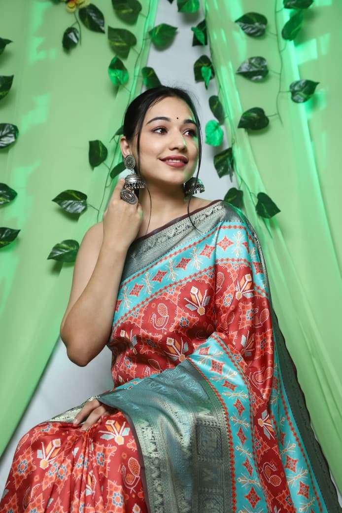 LAUNCHING TREADING KANCHIPURAM DIGITAL PRINTED SAREE IKKAT PATOLA 