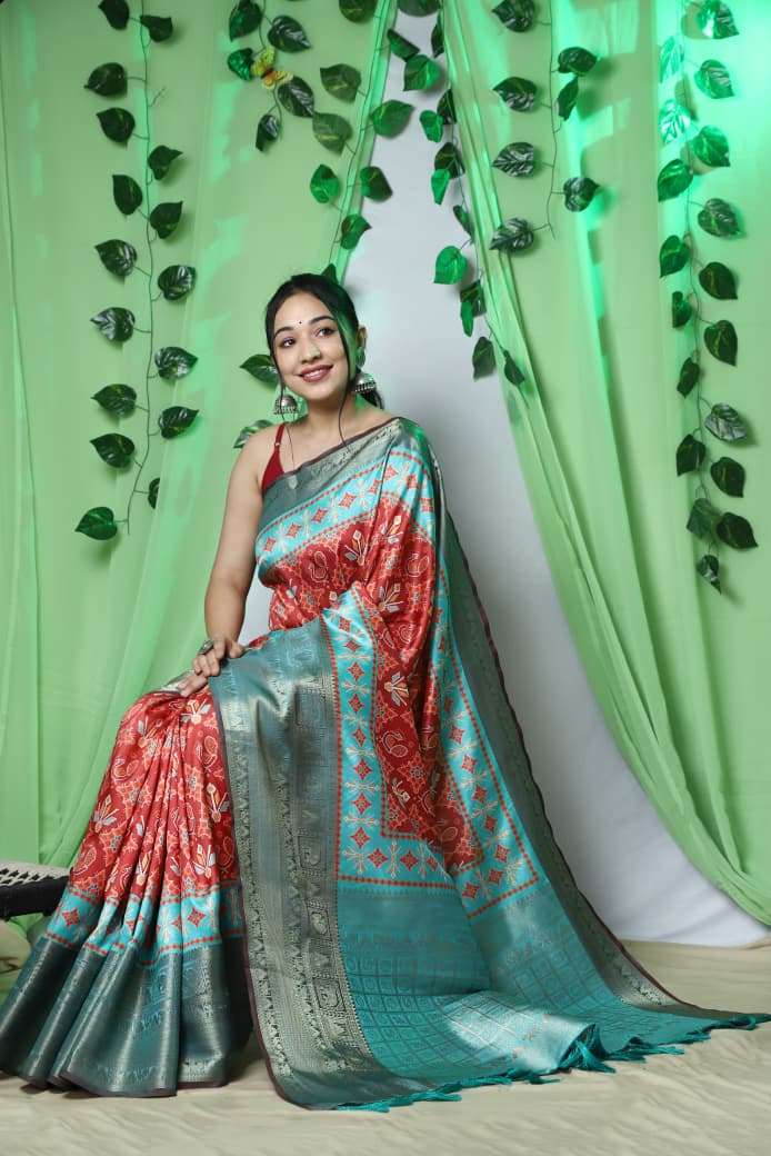 LAUNCHING TREADING KANCHIPURAM DIGITAL PRINTED SAREE IKKAT PATOLA 