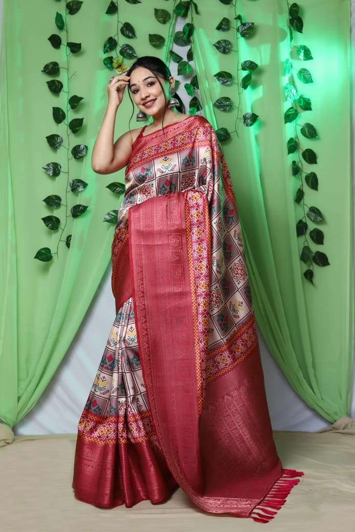 LAUNCHING TREADING KANCHIPURAM DIGITAL PRINTED SAREE IKKAT PATOLA 
