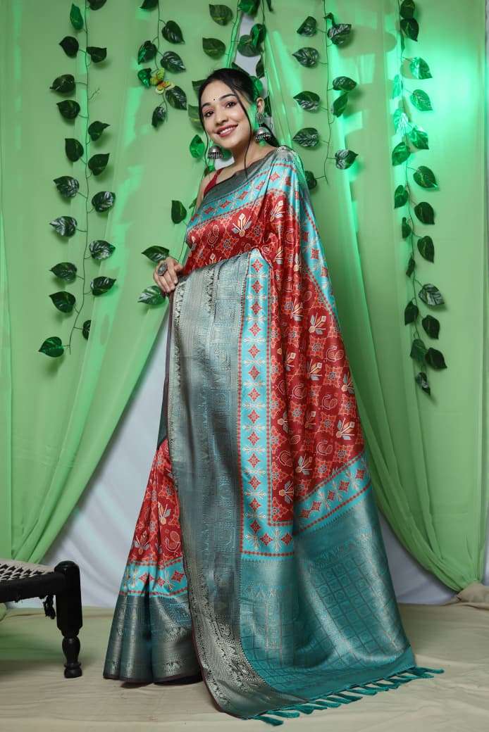 LAUNCHING TREADING KANCHIPURAM DIGITAL PRINTED SAREE IKKAT PATOLA 
