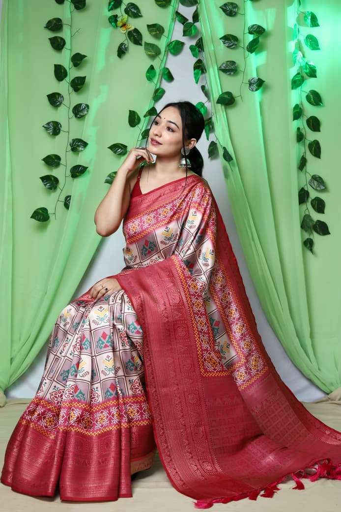 LAUNCHING TREADING KANCHIPURAM DIGITAL PRINTED SAREE IKKAT PATOLA 