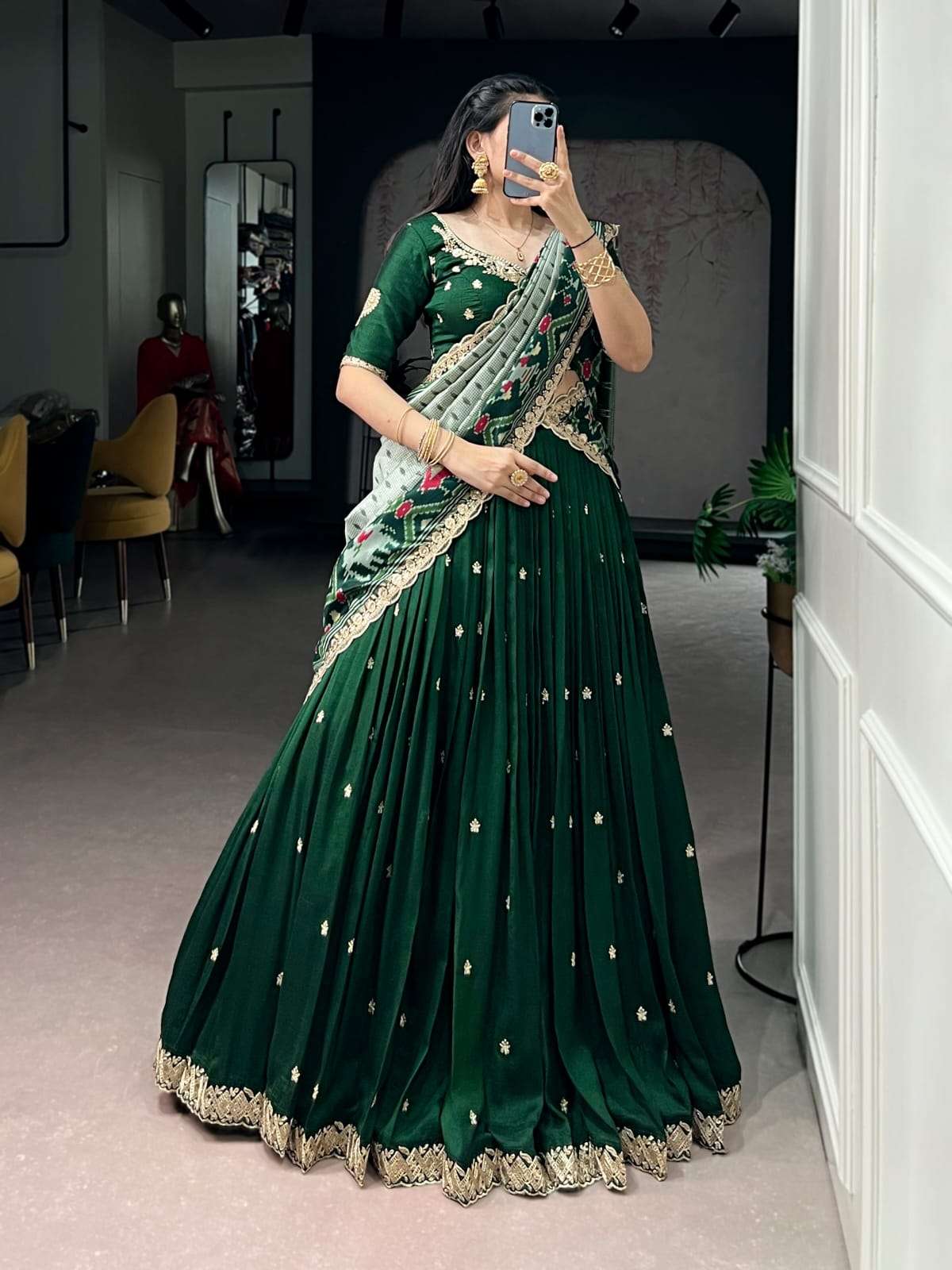 LAUNCHING VICHITRA SILK WITH SEQUENCE AND THREAD EMBROIDERY WORK LEHENGA CHOLI AARNA-01