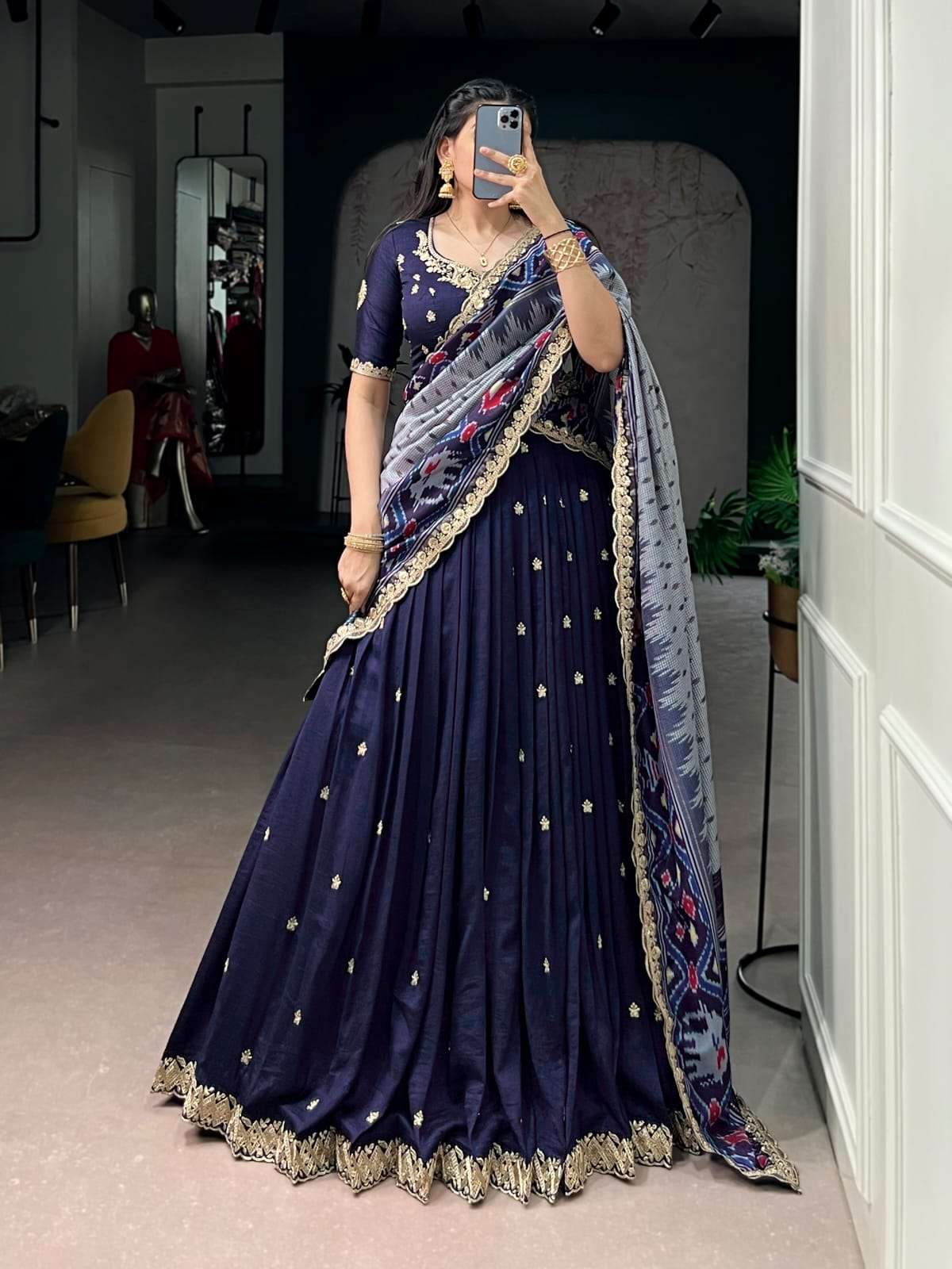 LAUNCHING VICHITRA SILK WITH SEQUENCE AND THREAD EMBROIDERY WORK LEHENGA CHOLI AARNA-01
