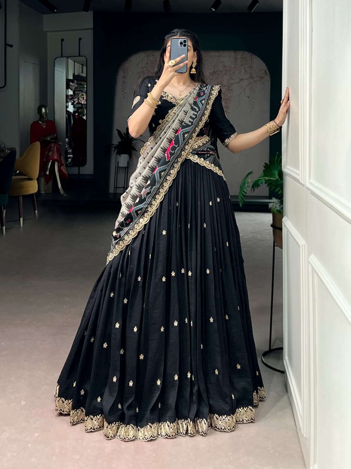 LAUNCHING VICHITRA SILK WITH SEQUENCE AND THREAD EMBROIDERY WORK LEHENGA CHOLI AARNA-01
