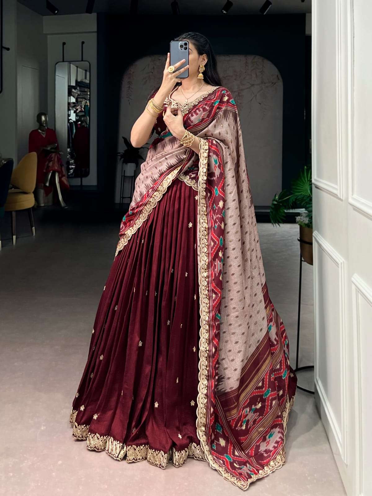LAUNCHING VICHITRA SILK WITH SEQUENCE AND THREAD EMBROIDERY WORK LEHENGA CHOLI AARNA-01