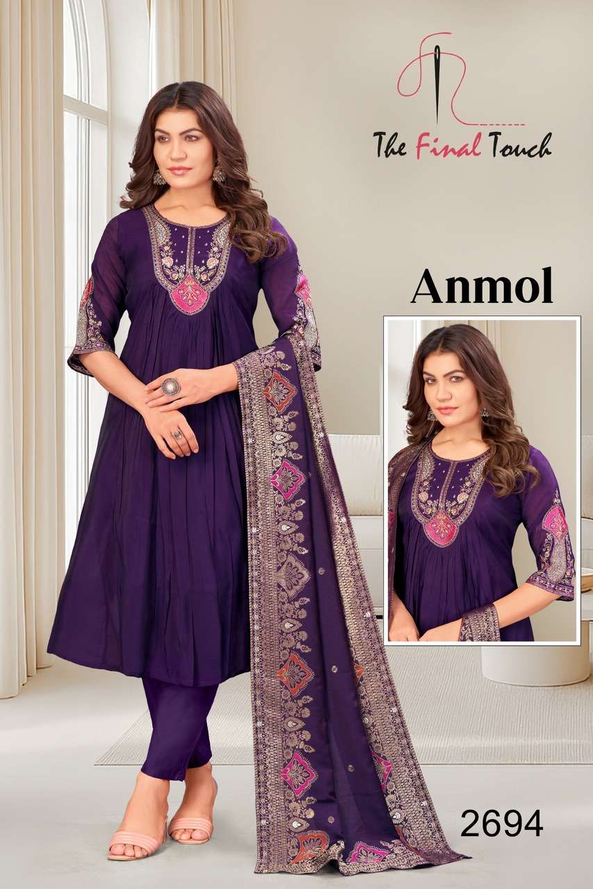 MAL CHANDERI WITH COTTON INNER AND EMBROIDERY WORK