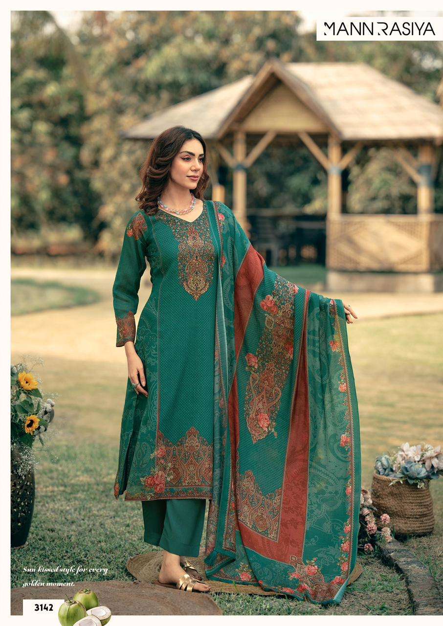 MANNRASIYA LAUNCHING PURE  DIGITAL PRINT WITH FANCY HANDWORK KURTI SET