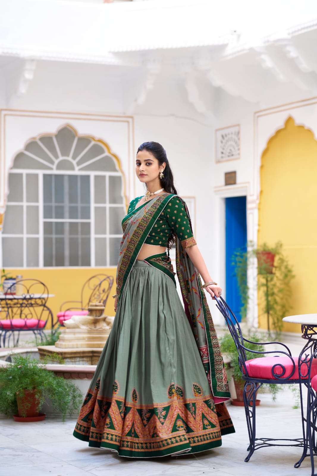 MOST AMAZING PRINTED AND ICONIC SPARKLE WITH LACE BORDER LEHENGA CHOLI