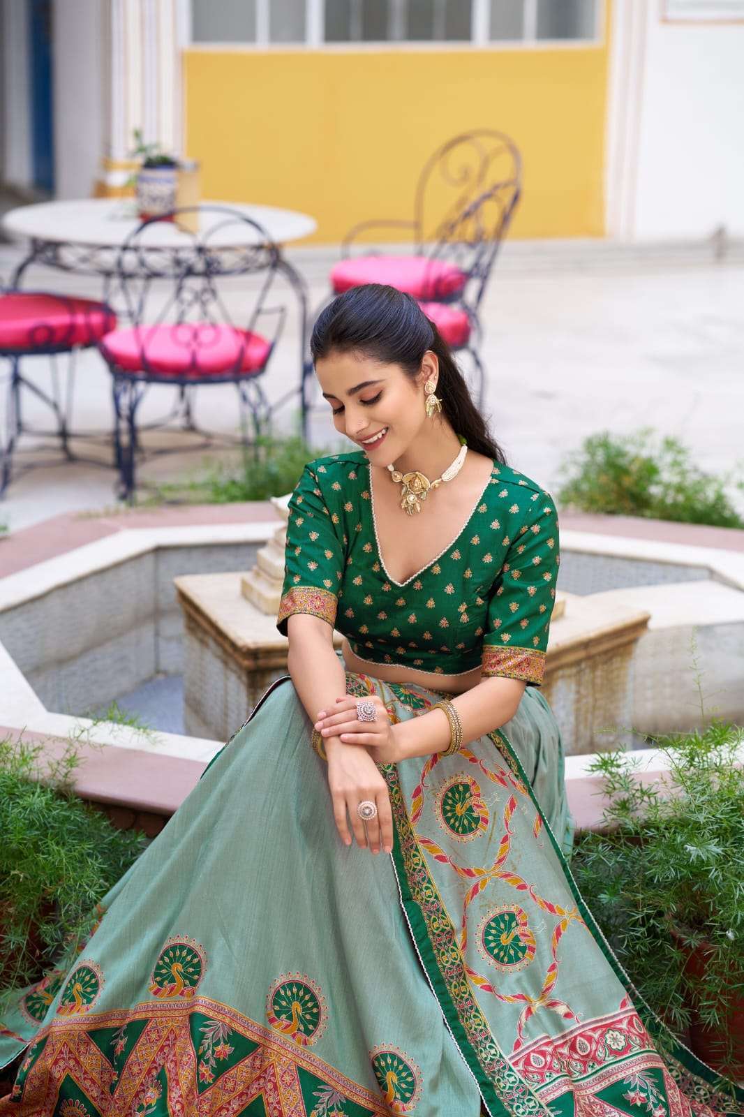 MOST AMAZING PRINTED AND ICONIC SPARKLE WITH LACE BORDER LEHENGA CHOLI