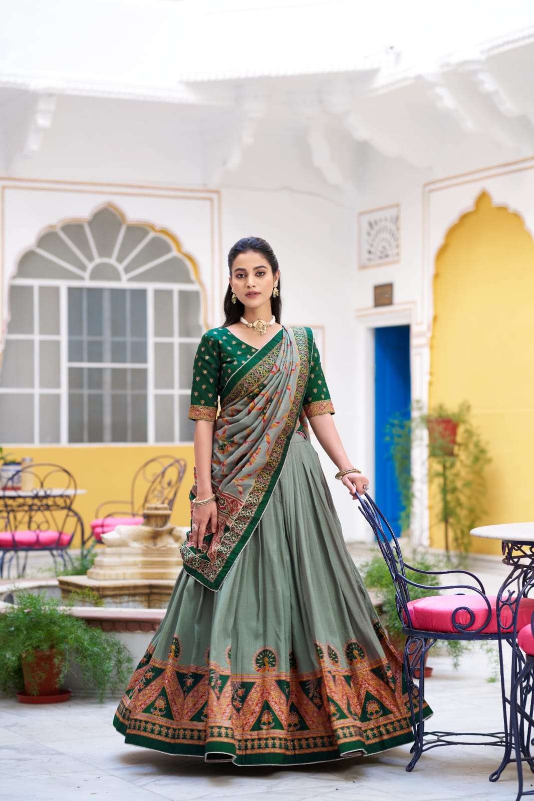 MOST AMAZING PRINTED AND ICONIC SPARKLE WITH LACE BORDER LEHENGA CHOLI
