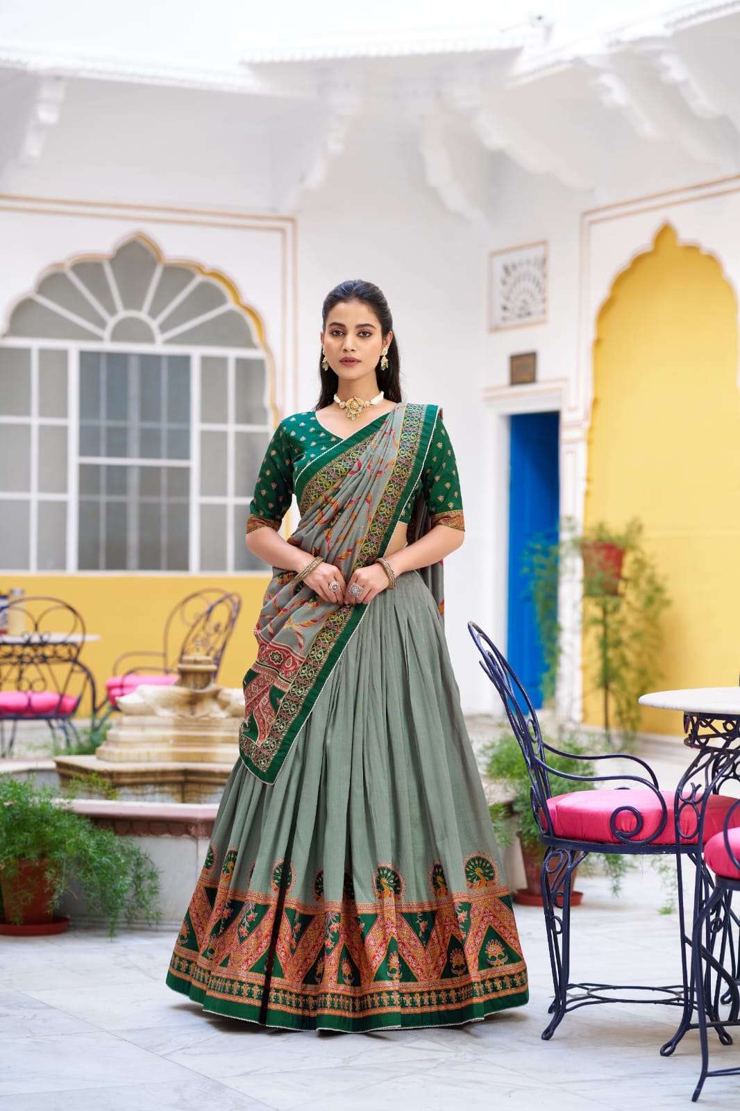 MOST AMAZING PRINTED AND ICONIC SPARKLE WITH LACE BORDER LEHENGA CHOLI