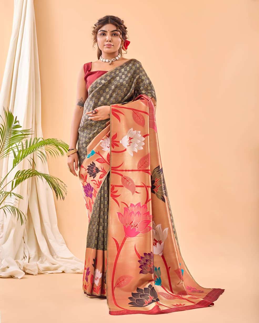 MOST AMAZING PURE PAITHANI SILK SAREE WITH BIG PAITHANI BORDER FULRANI CATALOG