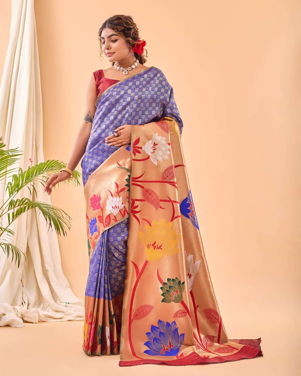 MOST AMAZING PURE PAITHANI SILK SAREE WITH BIG PAITHANI BORDER FULRANI CATALOG
