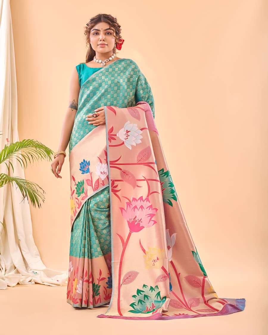 MOST AMAZING PURE PAITHANI SILK SAREE WITH BIG PAITHANI BORDER FULRANI CATALOG