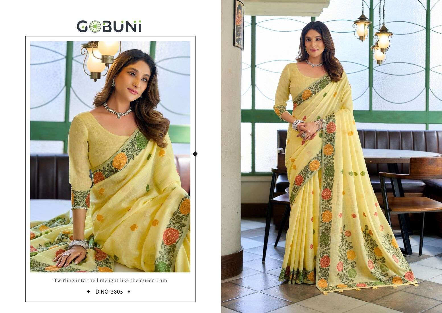 MOST BEAUTIFUL LINEN JACQUARD HANDLOOM SAREE WITH FANCY TASSELS SUMAN CATALOG 