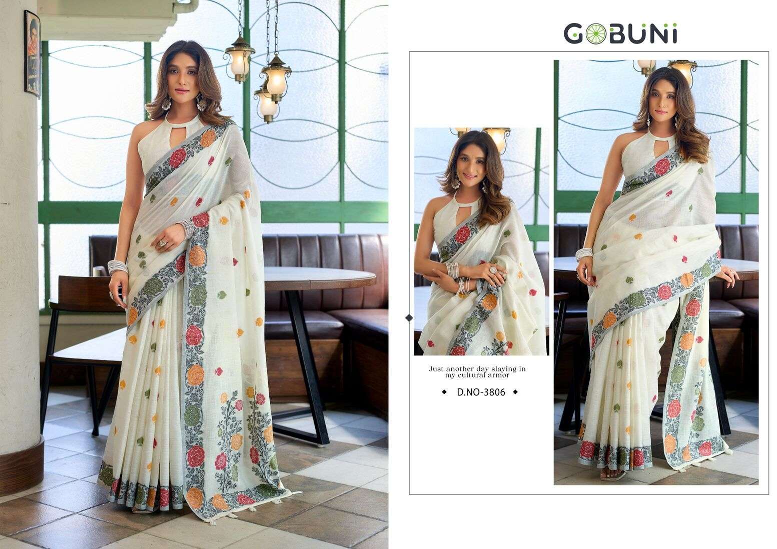 MOST BEAUTIFUL LINEN JACQUARD HANDLOOM SAREE WITH FANCY TASSELS SUMAN CATALOG 
