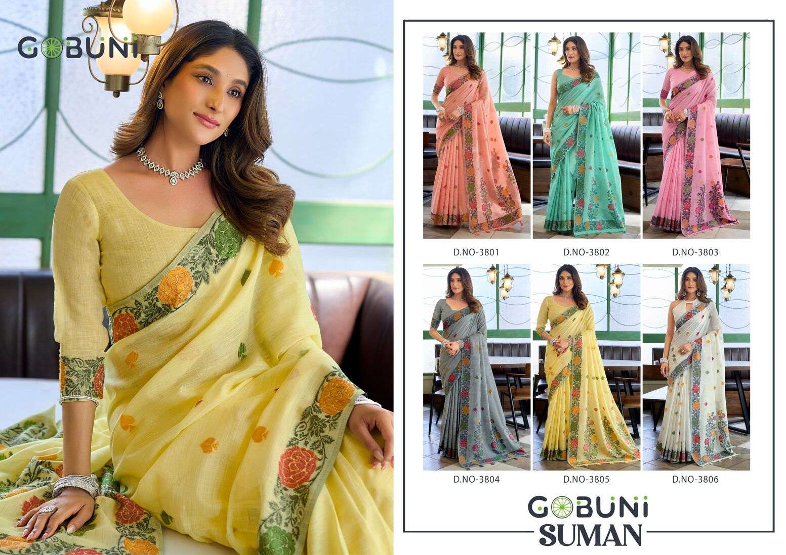 MOST BEAUTIFUL LINEN JACQUARD HANDLOOM SAREE WITH FANCY TASSELS SUMAN CATALOG 