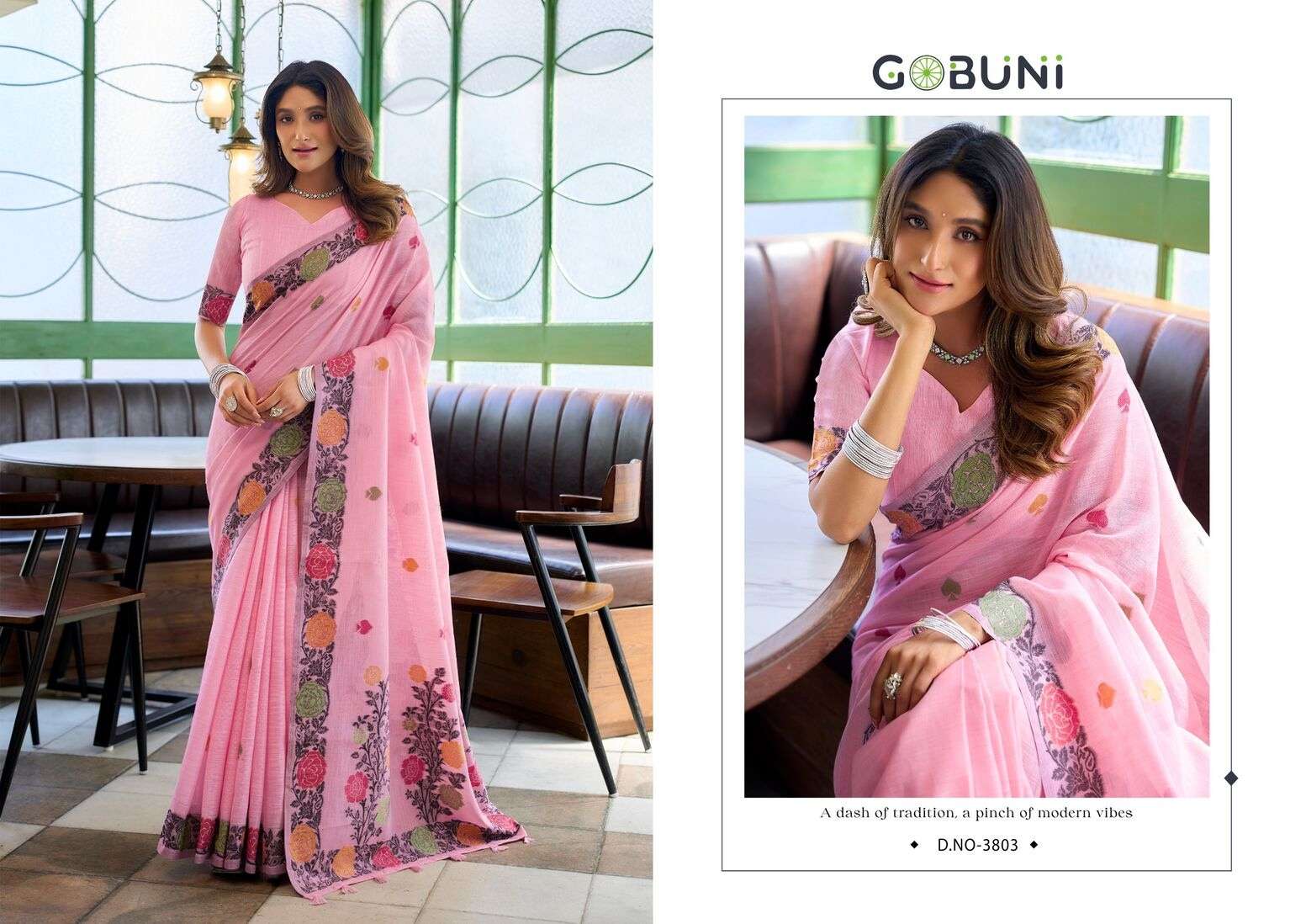 MOST BEAUTIFUL LINEN JACQUARD HANDLOOM SAREE WITH FANCY TASSELS SUMAN CATALOG 