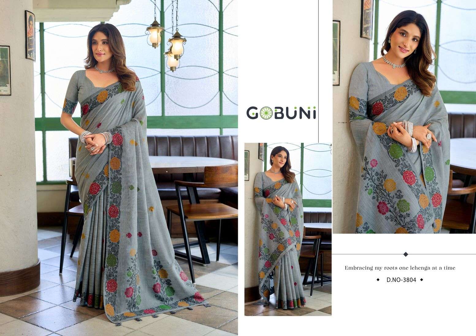 MOST BEAUTIFUL LINEN JACQUARD HANDLOOM SAREE WITH FANCY TASSELS SUMAN CATALOG 