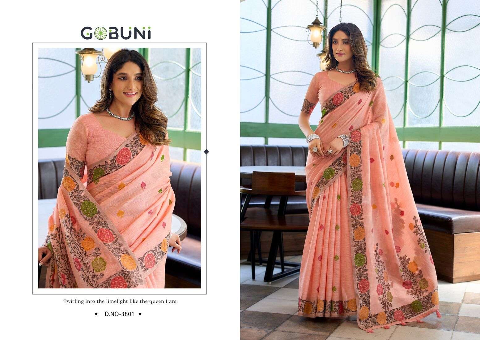 MOST BEAUTIFUL LINEN JACQUARD HANDLOOM SAREE WITH FANCY TASSELS SUMAN CATALOG 