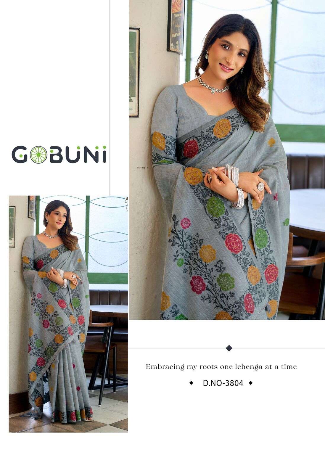 MOST BEAUTIFUL LINEN JACQUARD HANDLOOM SAREE WITH FANCY TASSELS SUMAN CATALOG 
