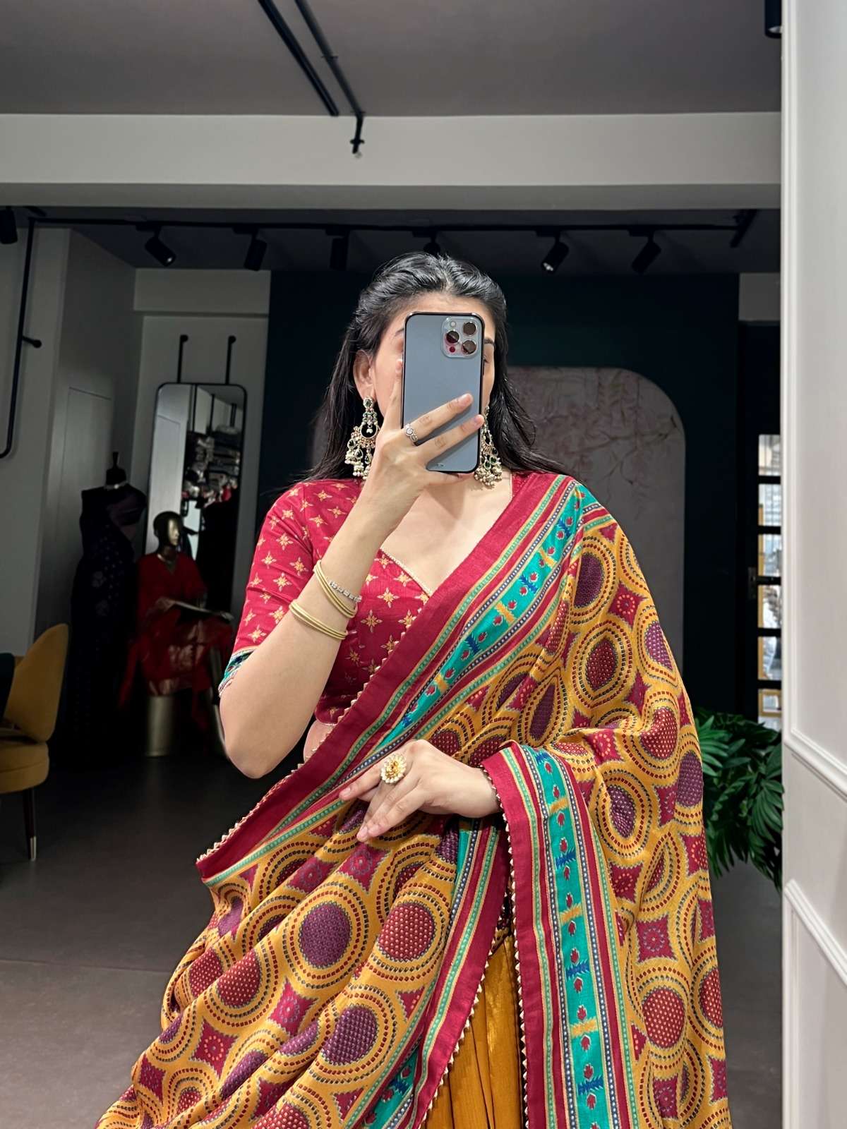 MOST TREANDING LEHENGA TASAR SILK PRINTED WITH ICONIC SPARKLE
