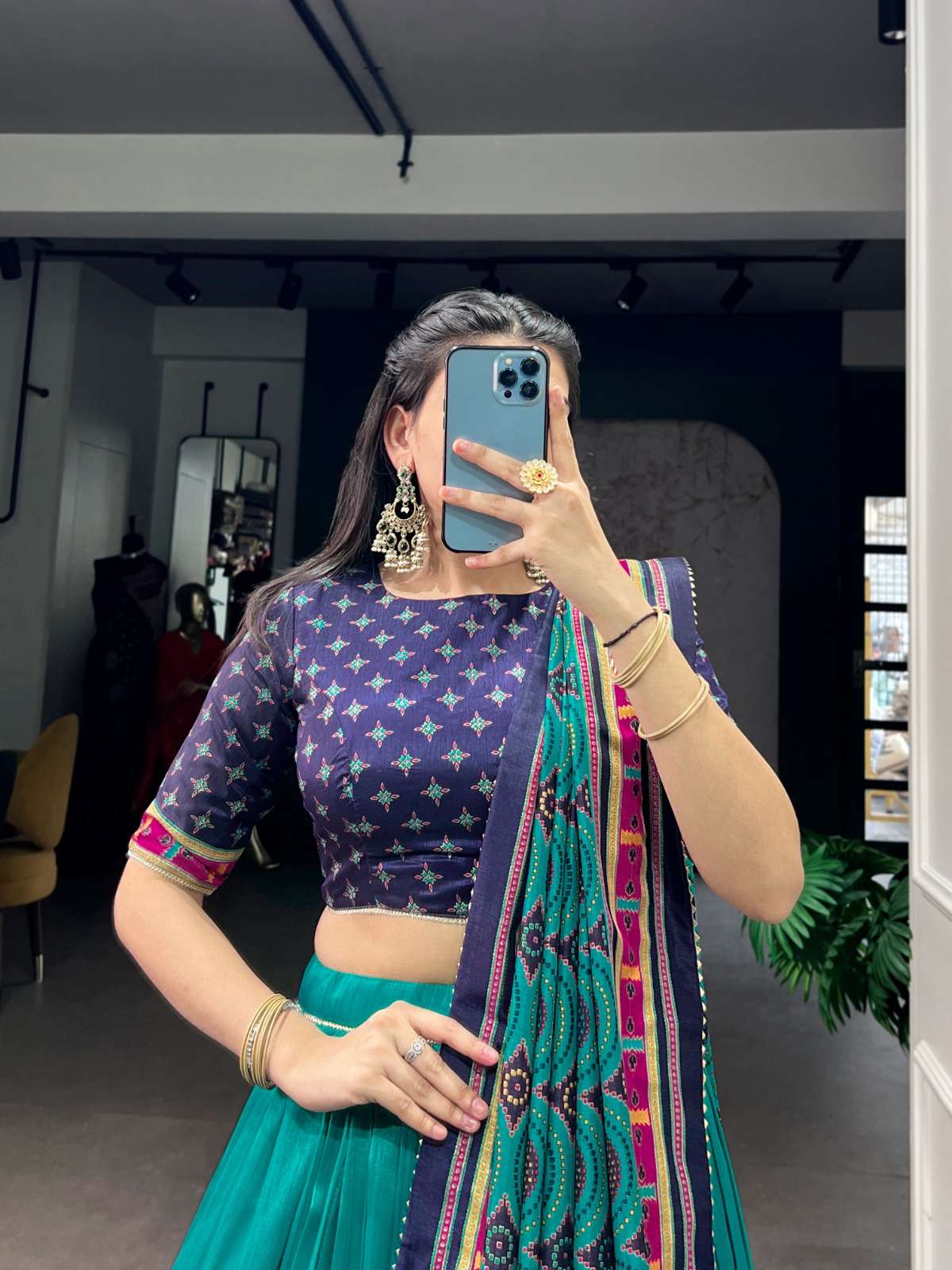 MOST TREANDING LEHENGA TASAR SILK PRINTED WITH ICONIC SPARKLE