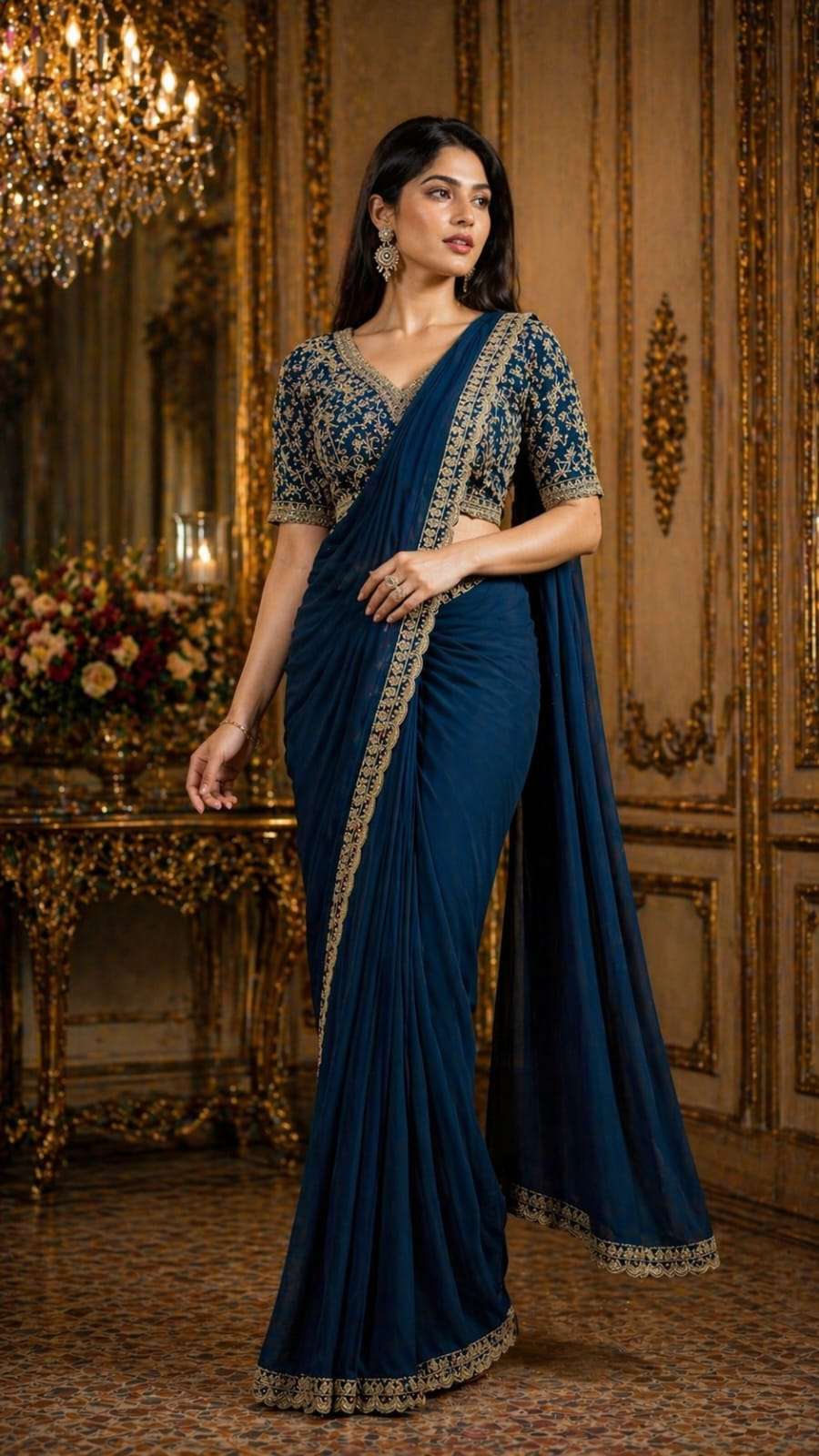 MOST TREANDING READY TO WEAR SAREE WITH BEADS WORK BLOUSE  COLLECTION