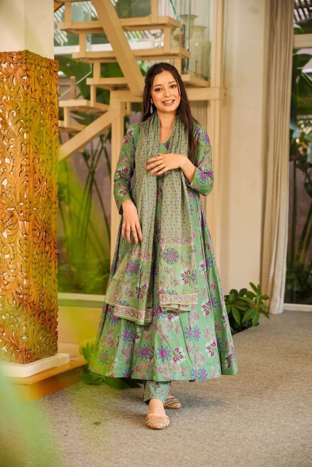 NEW COTTON SILK ANARKALI STYLE DRESS DEVI VOL-15