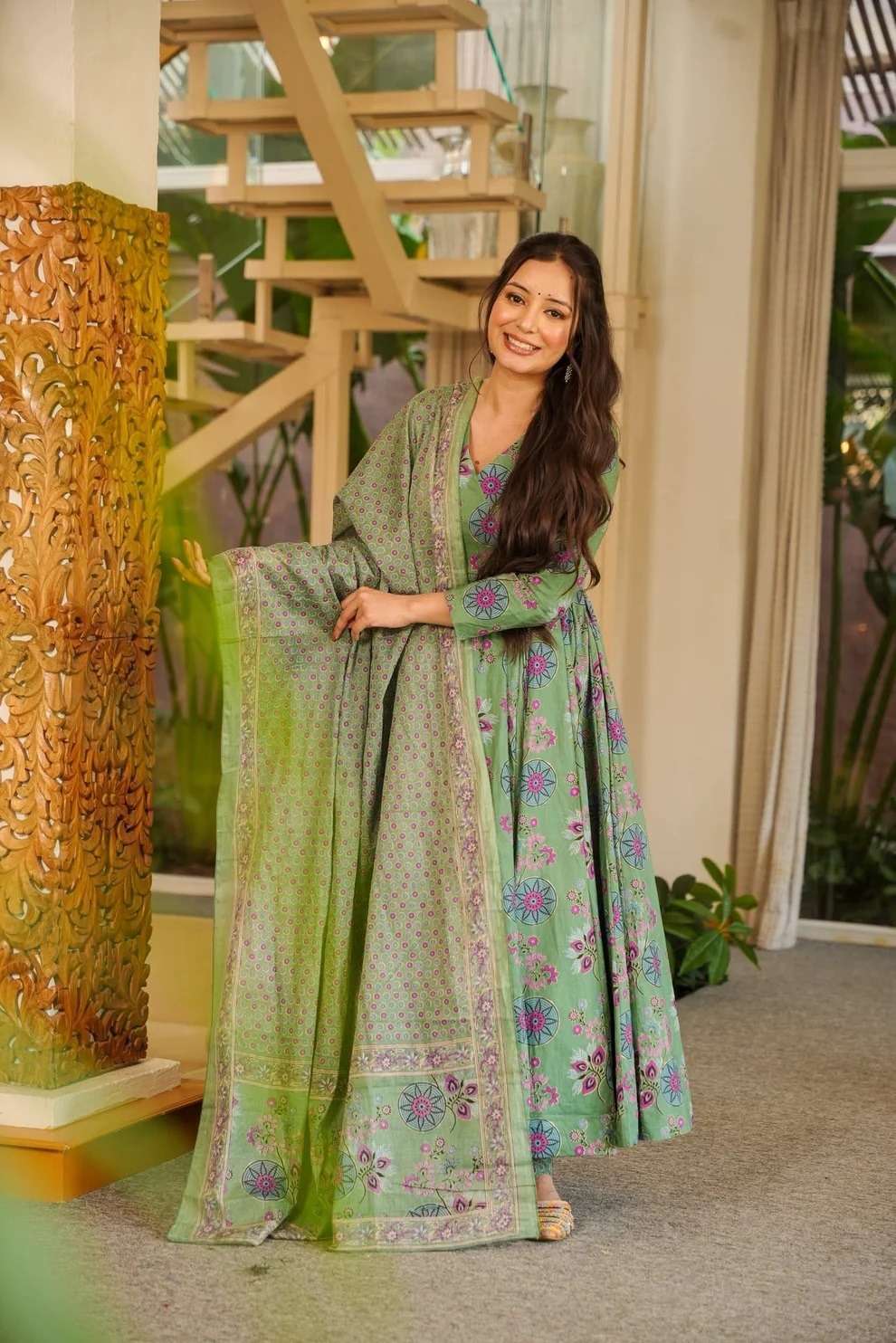 NEW COTTON SILK ANARKALI STYLE DRESS DEVI VOL-15