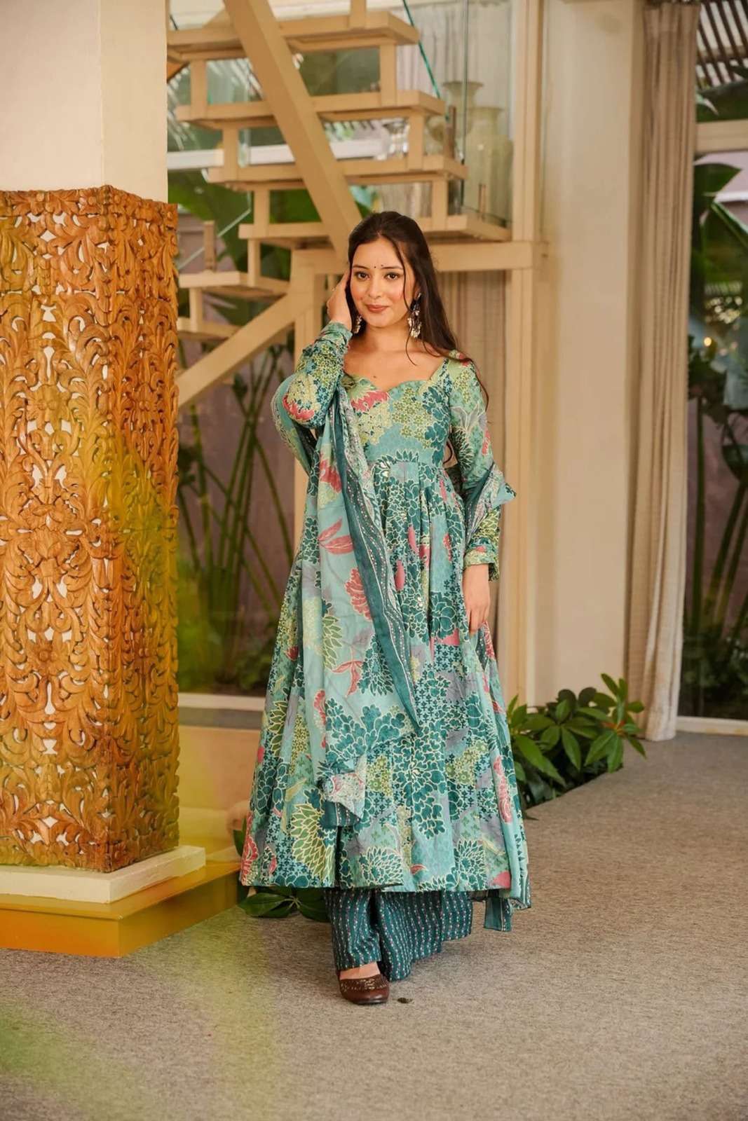 NEW COTTON SILK ANARKALI STYLE DRESS DEVI VOL-15